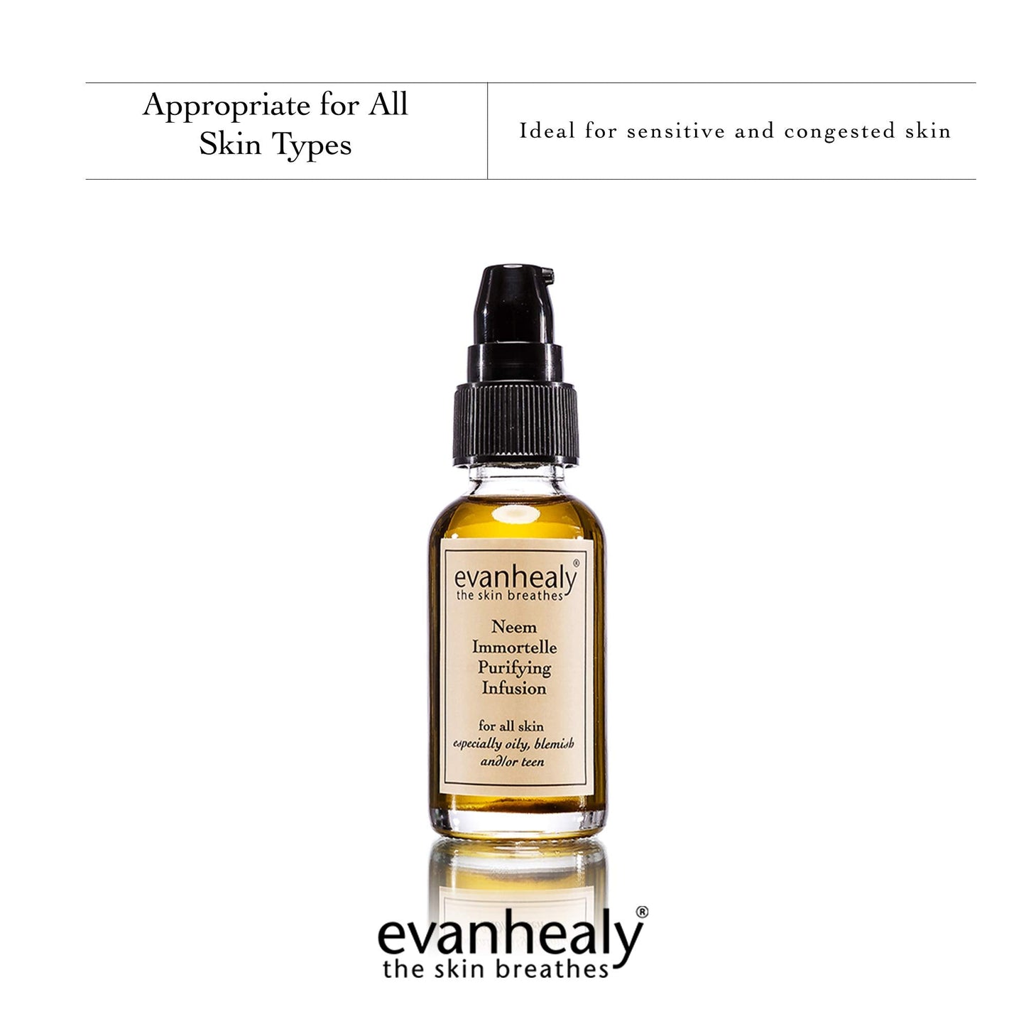 evanhealy Neem Immortelle Purifying Infusion | Facial Oil Serum & Cleanser for Congested & Sensitive Skin | Pore Minimizer Serum for Face | Balancing Beauty & Personal Care evanhealy
