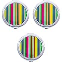 Stephanie Imports Set of 3 Double Sided Magnifying Round Compact Mirrors with Printed Insert (Colorful Stripes) Beauty & Personal Care Stephanie Imports
