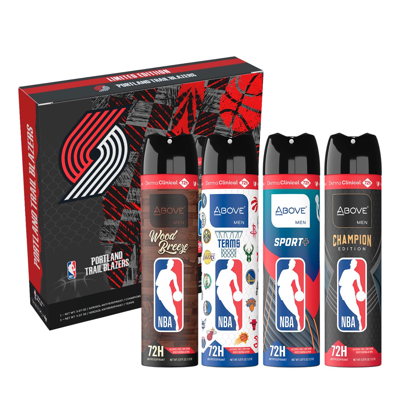 Above NBA - PORTLAND TRAIL BLAZERS Deodorant Gift Set - A Giftable Set for TRAIL BLAZERS Fans - Antiperspirant Spray, 4 Signature Scents, 72h Beauty and Personal Care NBA