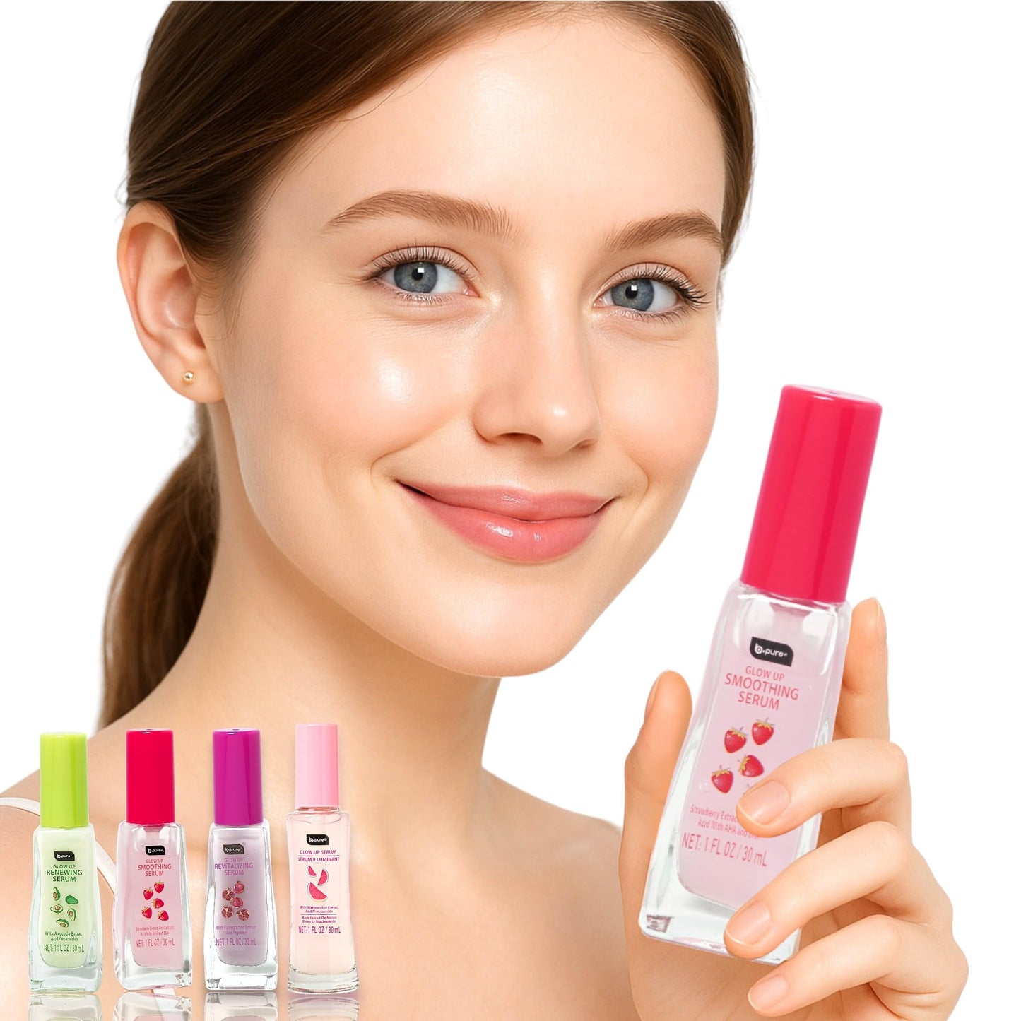 b.pure Glow Up Strawberry Smoothing & Exfoliating Face Serum | Strawberry Extract, Salicylic Acid & AHA/BHA | 1 oz, 3-Pack Beauty & Personal Care b.pure