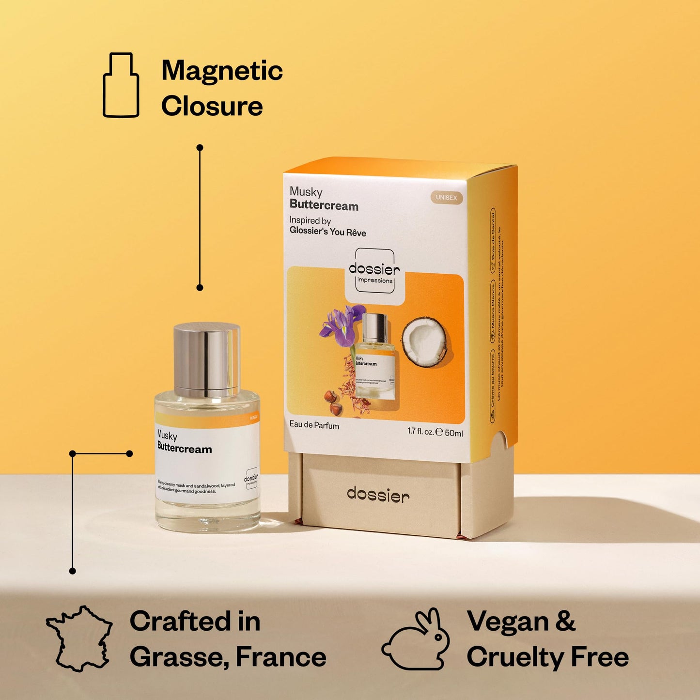 Dossier - Musky Buttercream - Eau de Parfum - Inspired by Signature Yogurt - Long-Lasting Fragrance - Unisex - 1.7 fl oz (50ml) Beauty & Personal Care Dossier
