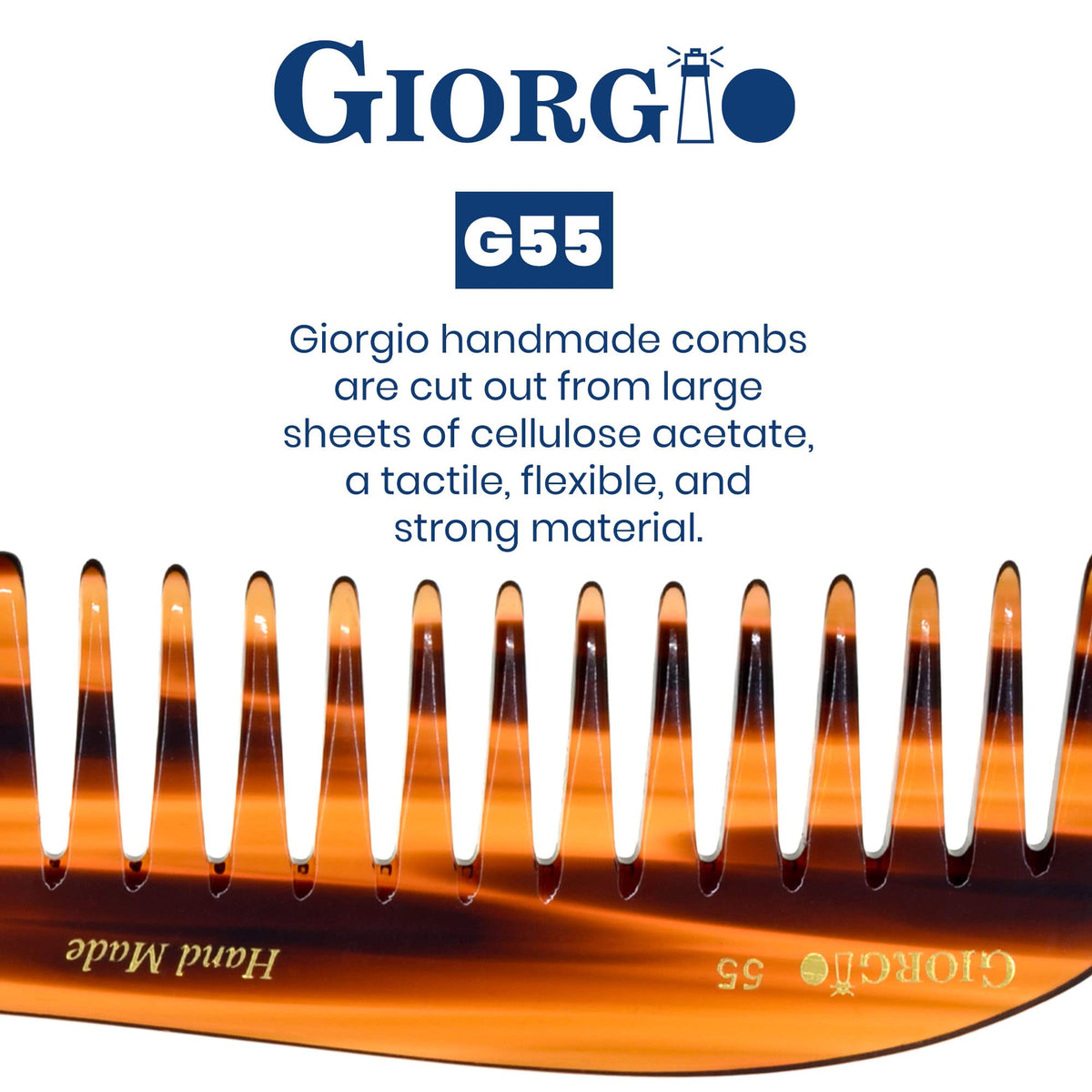 Giorgio Wide Tooth Hair Comb for Detangling, Handmade Large Rake Comb for Wet Hair