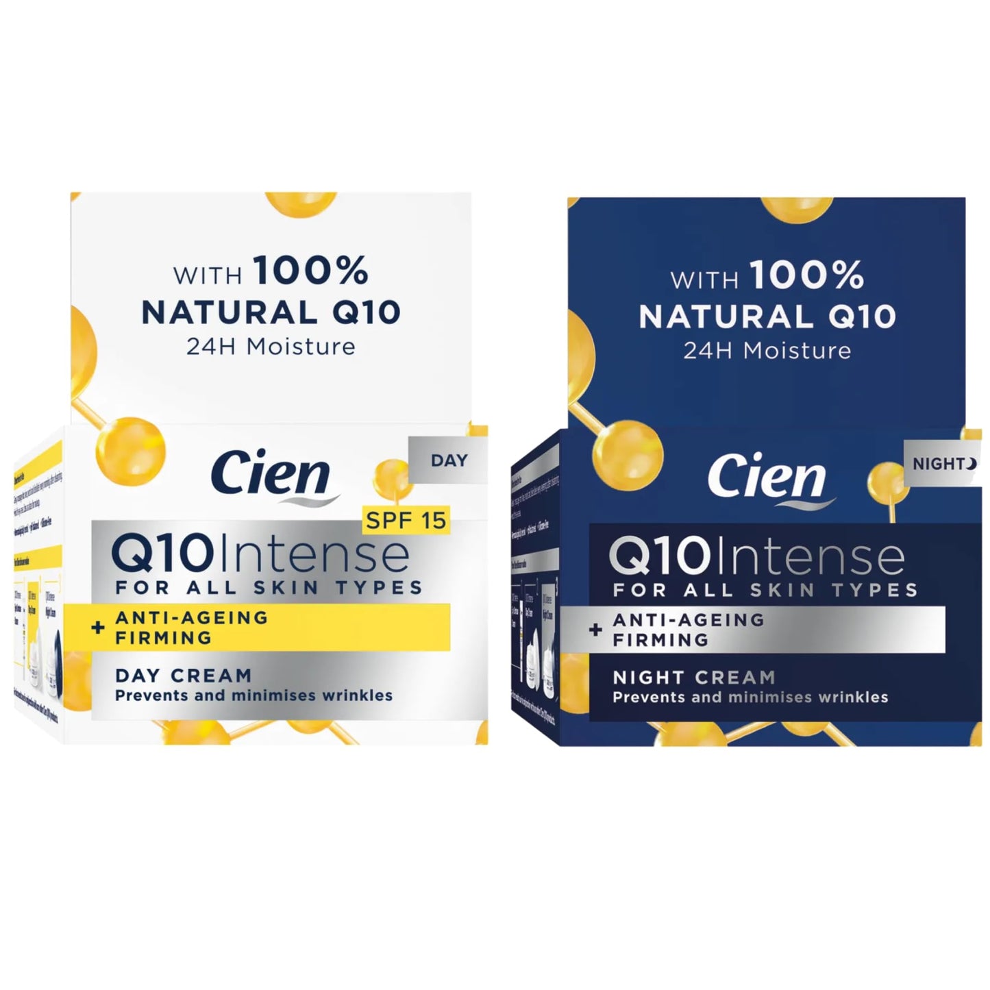 Set of 2 x 50 ml Cien Anti-Wrinkle DAY + NIGHT CREAM - with q10, Hyaluronic Acid & Vitamin E by Cien Beauty & Personal Care Cien