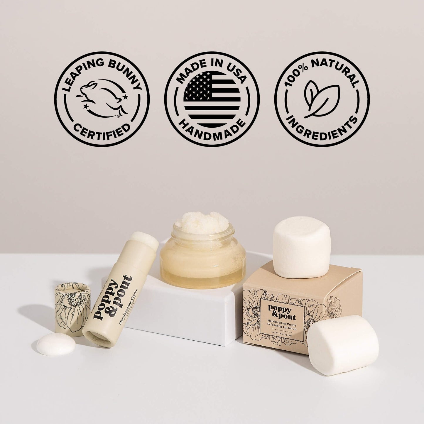Poppy & Pout Marshmallow Creme Jumbo Lip Balm | All Natural Lip Balms & Moisturizers | Hydrates with Beeswax, Vitamin E, Organic Coconut Oil | Beauty & Personal Care Poppy & Pout