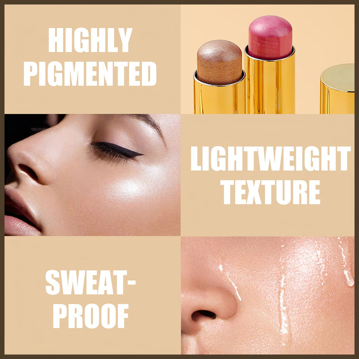 MIELIKKI Cream Eyeshadow Stick, Eye Shadow Pen, Shades with Highlighter Sticks & Blush Sticks, Long Lasting, Waterproof, Matte Finish, Eyeshadow #01 Beauty & Personal Care MIELIKKI