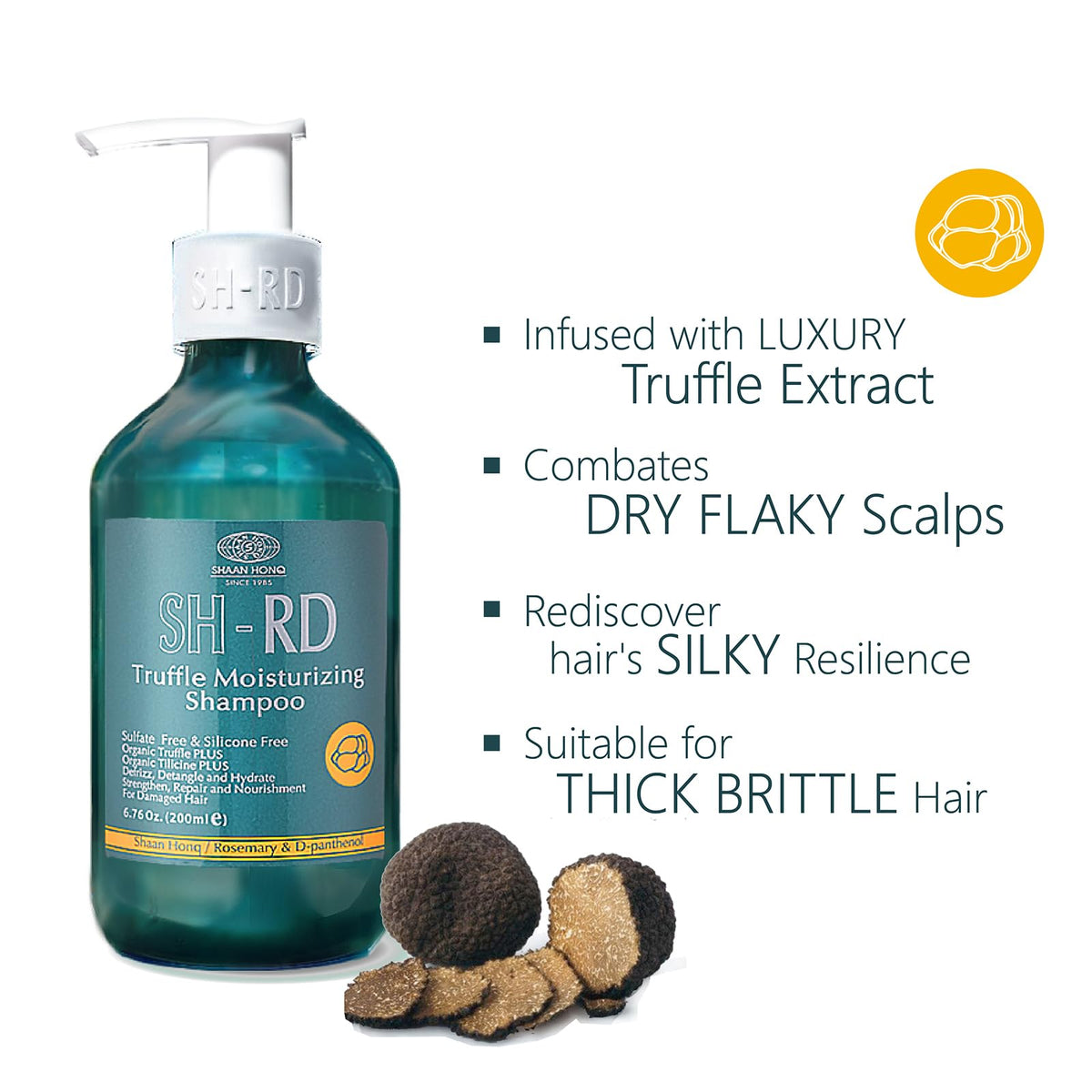 SH-RD Truffle Moisturizing Shampoo for Dry Damaged Hair | Shampoo with Truffle Extract, Keratin, Rosemary | Intense Hydration, Repair & Scalp Relief |