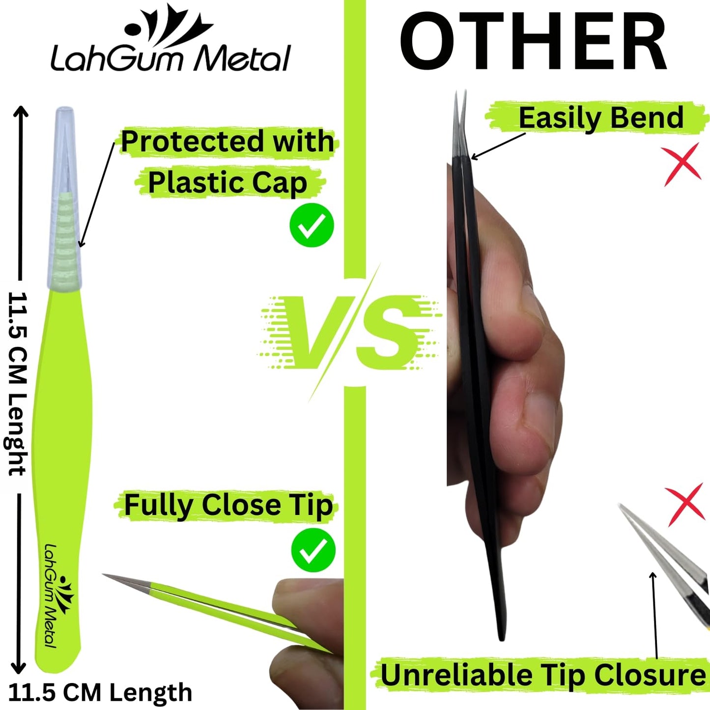 Ultra Fine Sharp Pointed Tweezers Precision, Needle Nose Pointy Tweezers for Ingrown Hair Removal Kit Thin Tweezers Precision Point Tip Eyebrow Beauty and Personal Care LahGum Metal