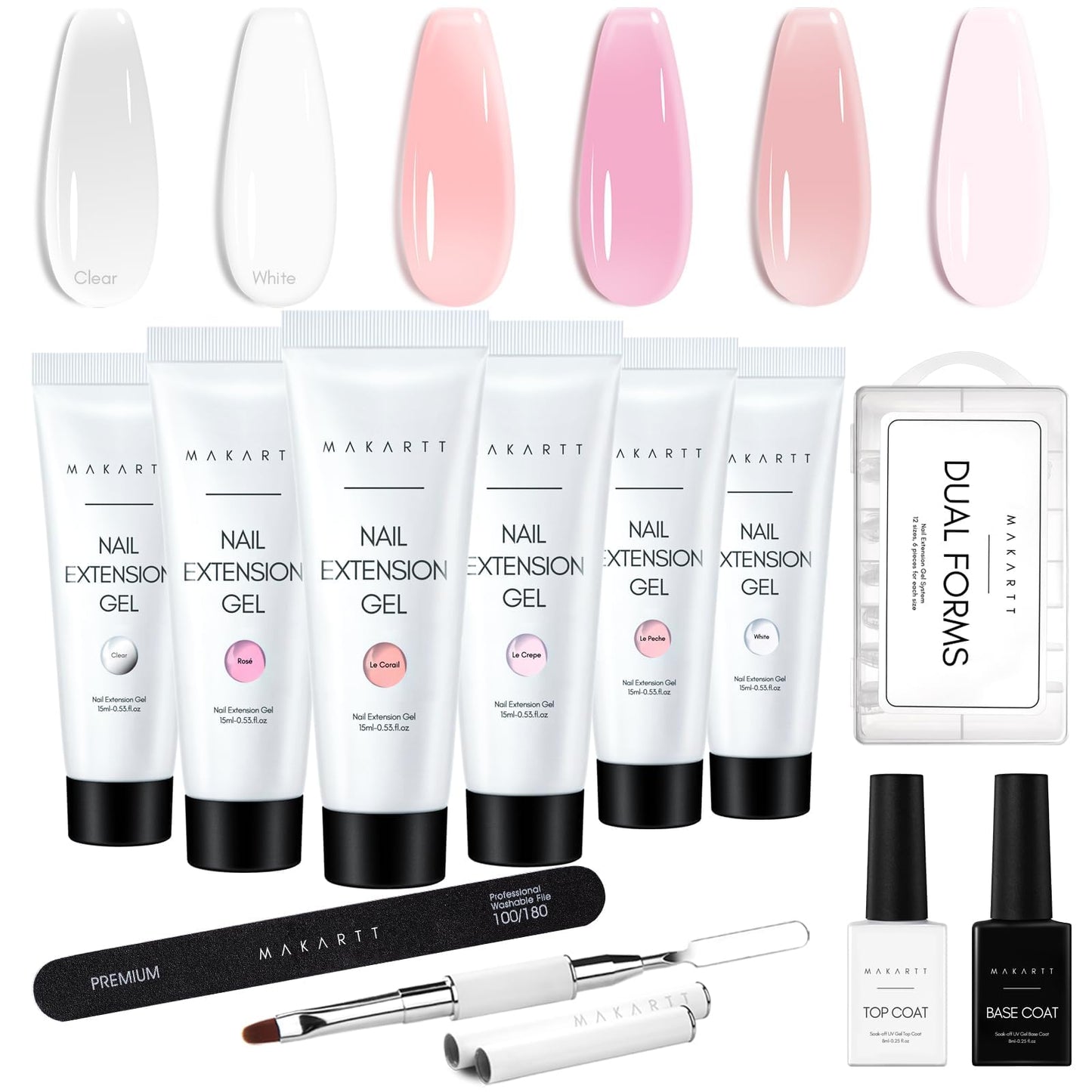 Makartt Poly Nail Gel Kit – 6 Colors (Clear, Pink, White) Builder Extension Set, Long-Lasting Hard Gel for Nail Strengthening & French Manicure Beauty & Personal Care Makartt