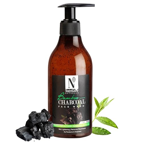 NUTRIGLOW NATURAL'S Bamboo & Charcoal Acne Face Wash With Rasberry Seed Oil, Jojoba Ester, Sandalwood & Aloe vera, Smoothen & Detox, Skin Lightening Beauty & Personal Care NUTRIGLOW