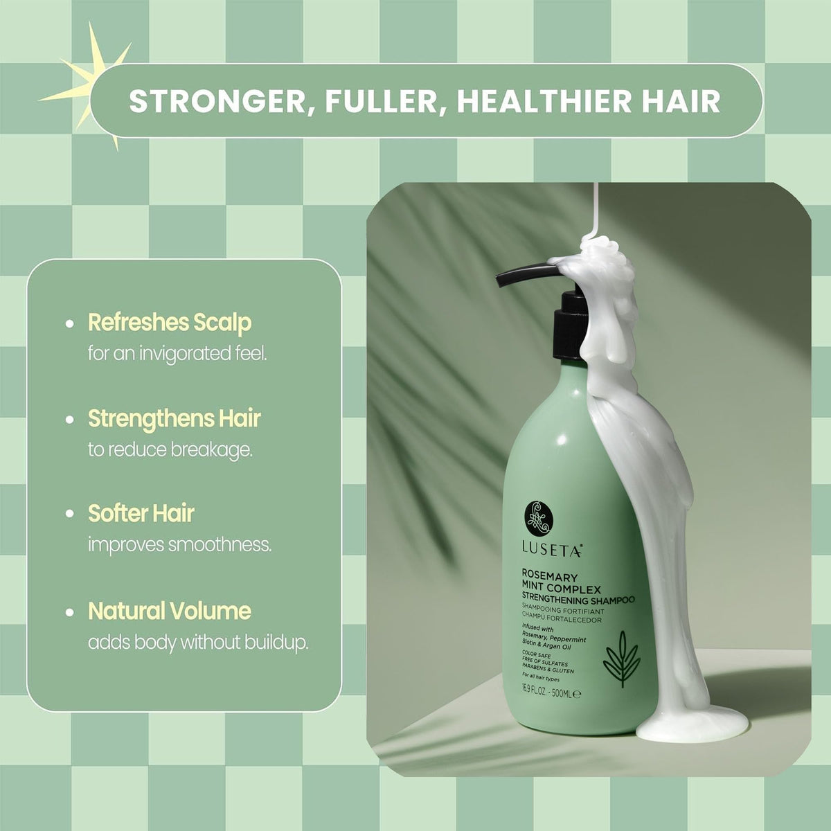 Luseta Rosemary Mint Strengthening Shampoo for All Hair Types 16.9 Oz