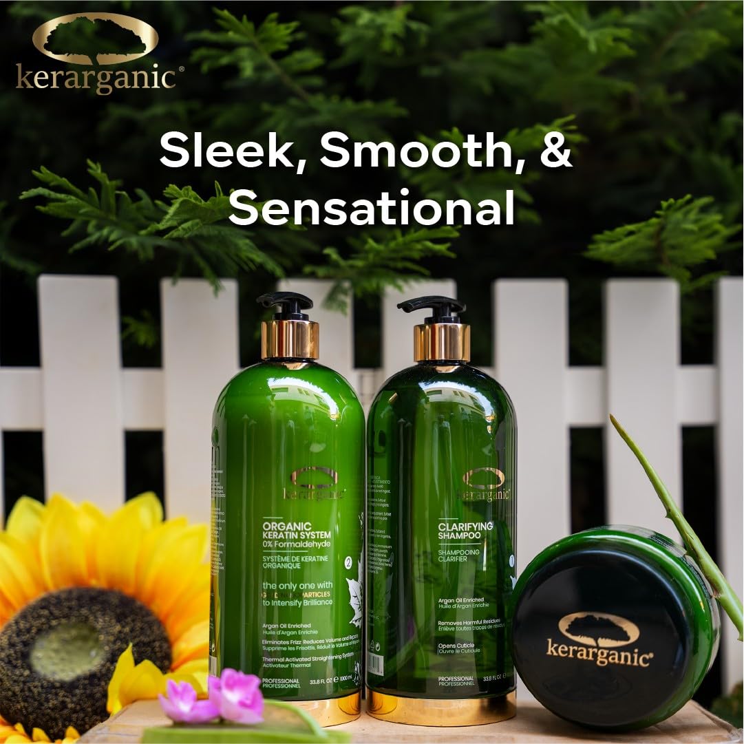 ORGANIC KERATIN SYSTEM PREMIUM - PROFESSIONAL HAIR STRAIGHTENING BUNDLE (Clarifying Shampoo 1000ml + Keratin Treatment 1000ml + Mask 500ml) Beauty & Personal Care KERARGANIC