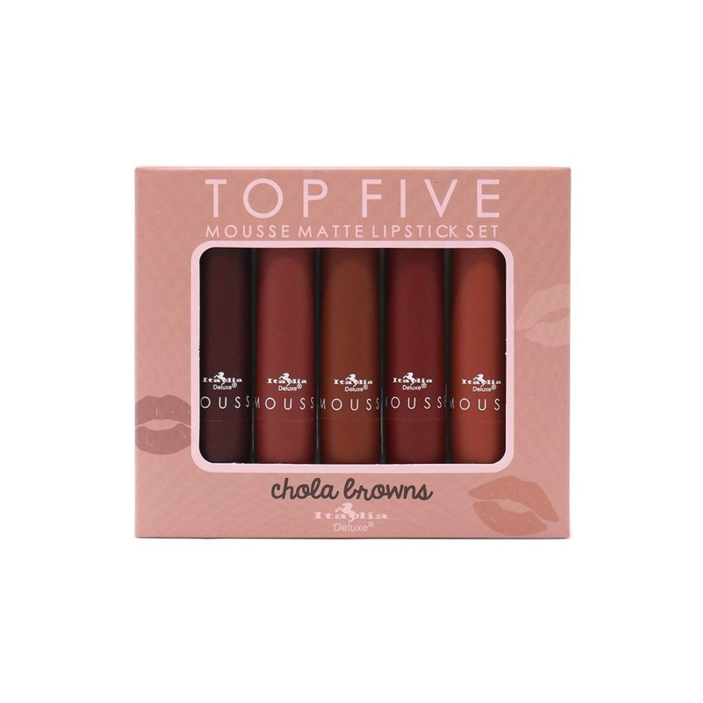 Italia Deluxe Top Five Mousse Matte Lipstick Set Chola Browns Beauty & Personal Care Italia Deluxe