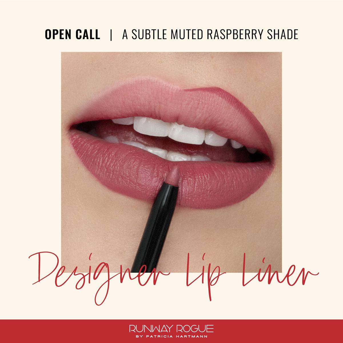 Runway Rogue Designer Liner Lip Pencil, Matte Muted Raspberry Lip Liner Pencil and Lip Liner Sharpener, ‘Open Call’ Beauty & Personal Care Runway Rogue