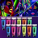 WYBLZPXZ 12 Pcs Glow in Dark Face Body Paint,Black Light Glow Makeup Set Neon Fluorescent,Glow Blacklight Body Face Paint Set Face Painting for Music Beauty & Personal Care WYBLZPXZ