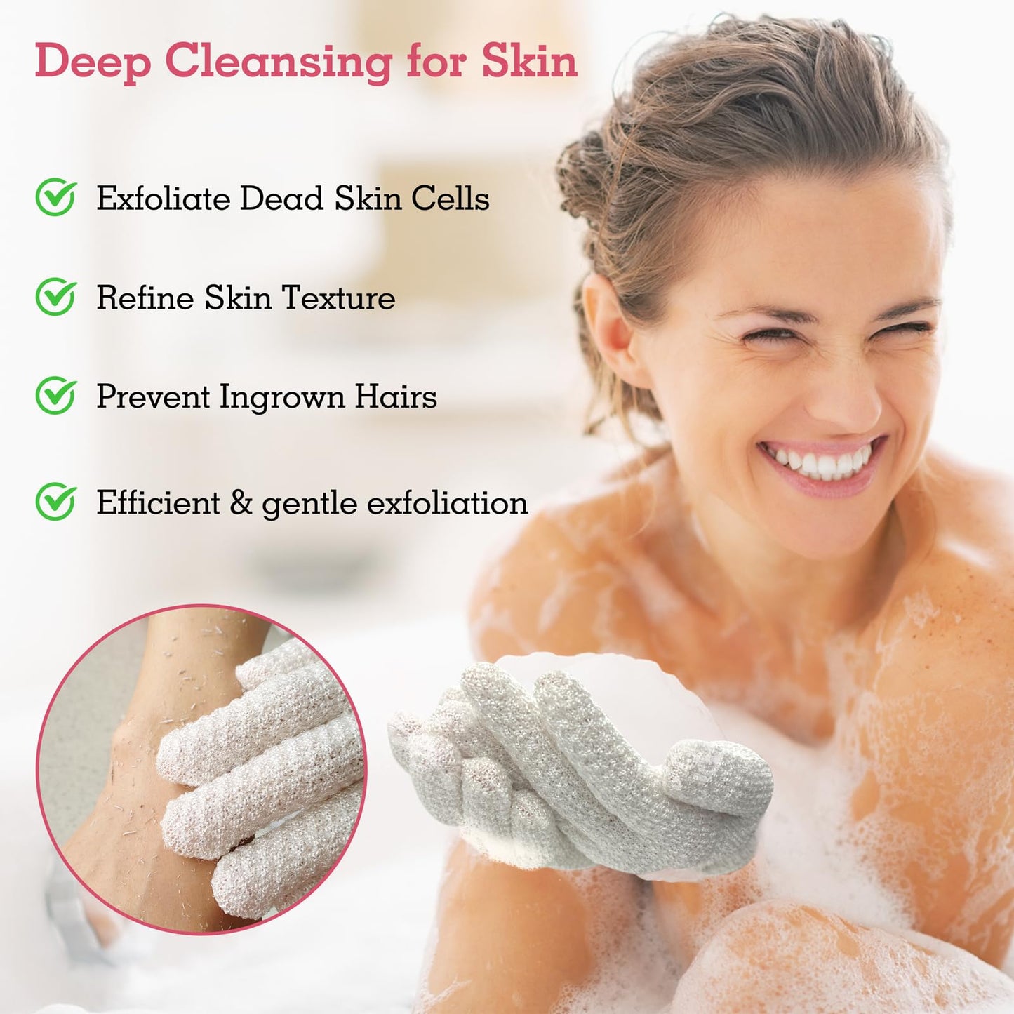 Evridwear Exfoliating Gloves for Shower, 100% Nylon Thick Soft Medium Heavy Bathing Gloves Dead Skin Remover Body Scrubber Smooth Skin with Hang Loop Beauty & Personal Care Evridwear