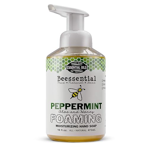 Beessential All Natural Foaming Hand Soap, Peppermint Essential Oils, Made with Moisturizing Aloe & Honey - Made in the USA, 16 oz Beauty & Personal Care Beessential