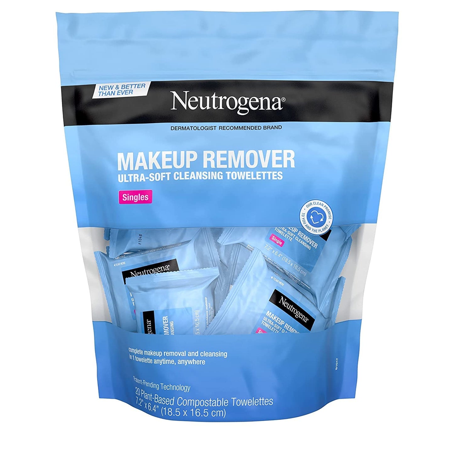 Neutrogena Makeup Remover Cleansing Towelette Singles, Daily Face Wipes to Remove Dirt, Oil, Makeup & Waterproof Mascara, Individually Wrapped, 20 ct Beauty & Personal Care Neutrogena