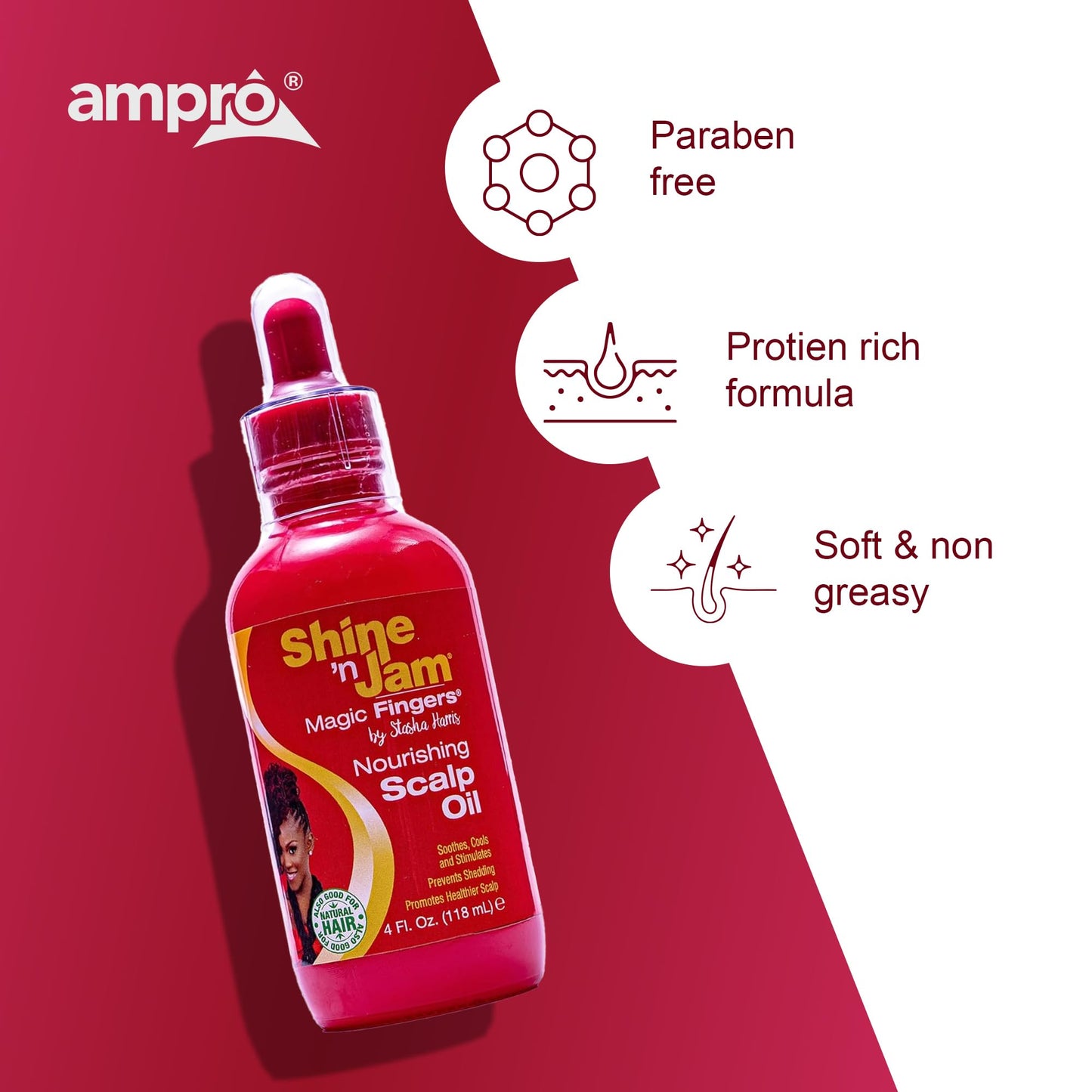 AmPro Shine-n-Jam Magic Fingers Nourishing Scalp Oil - Intensely Moisturizes and Soothes Dry or Sensitive Areas - Formulated with Natural Oils Beauty & Personal Care AmPro
