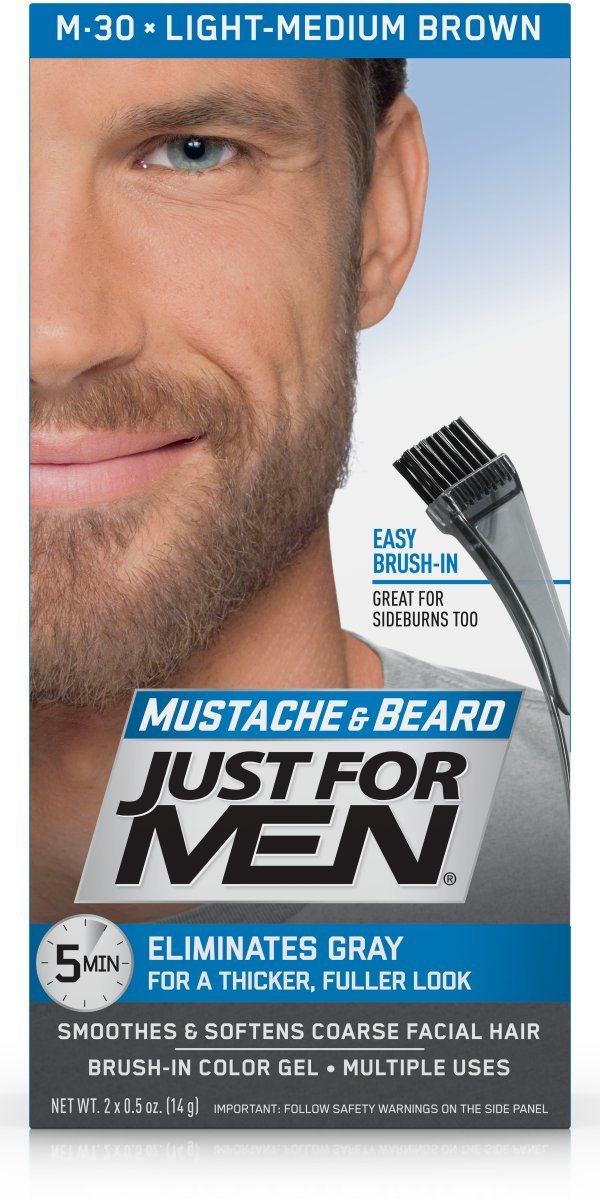 Just For Men Mustache & Beard, Beard Coloring for Gray Hair with Brush Included - Color: Light-Medium Brown, M-30 Beauty & Personal Care Just for Men
