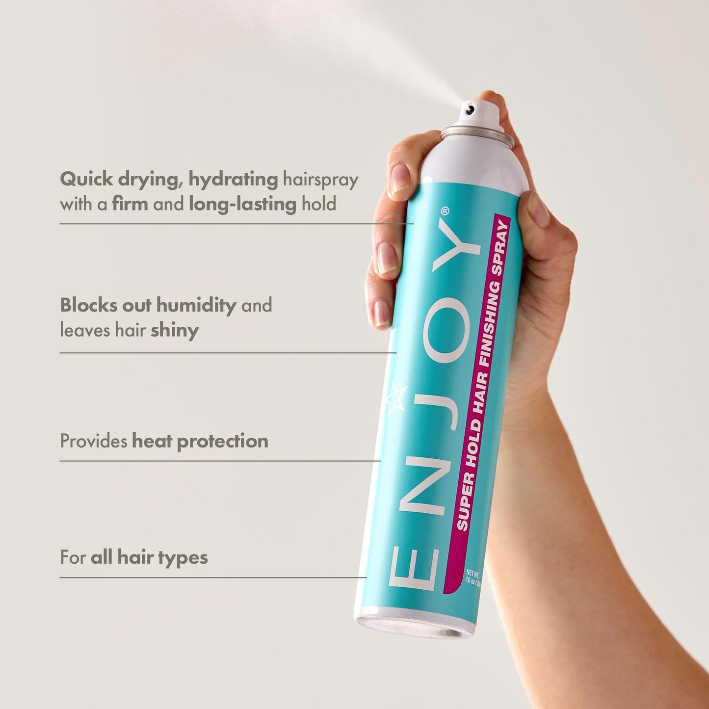 Enjoy Hair Finishing Spray - Quick Drying Versatile Styling - Provides Volume Shine Control - Firm Flexible Hold For All Hair Types (10 Oz) Beauty & Personal Care Enjoy