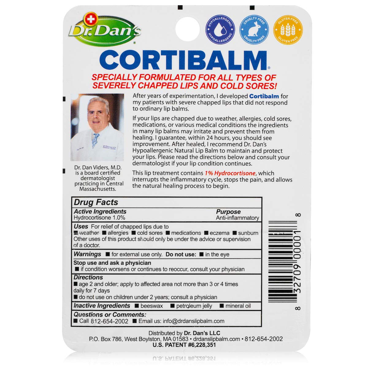 Dr. Dan's Cortibalm 2 pack -for Dry Cracked Lips Healing for Severely Chapped Lips - Designed for Men, Women and Children - 2 Pack Beauty and Personal Care Dr. Dan's