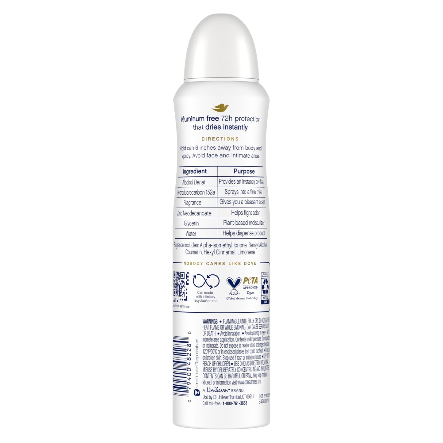 Dove Aluminum Free Deodorant Spray for Women Cucumber & Green Tea 72 hour odor protection 4 oz Beauty and Personal Care Dove