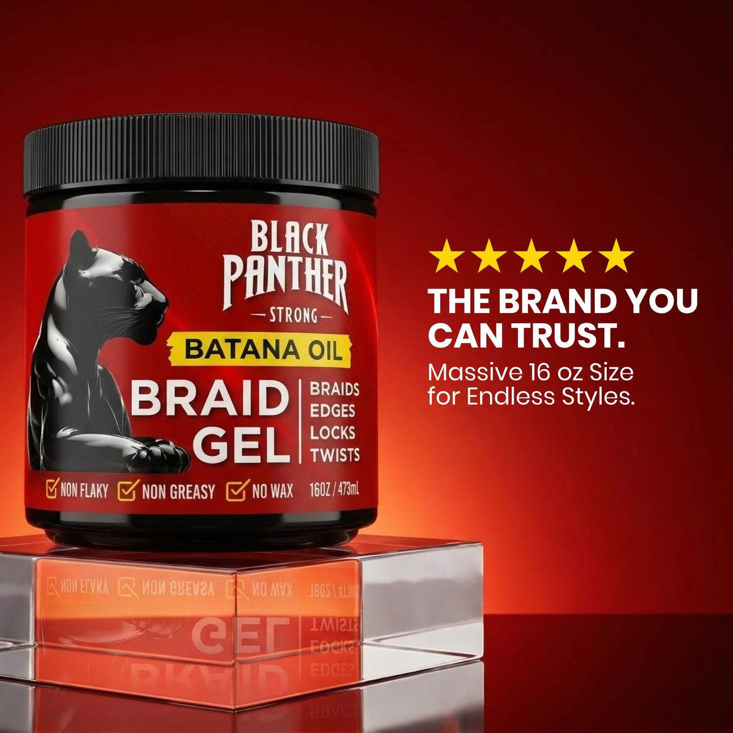 Black Panther Batana Oil Braid Gel | 2-in-1 Non Flaky, Non Greasy, No Wax No Sulfates No Parabens, Perfect for Braids, Edges, Locks, & Twists | 16 oz Beauty & Personal Care BLACK PANTHER STRONG DIAMOND EDGES