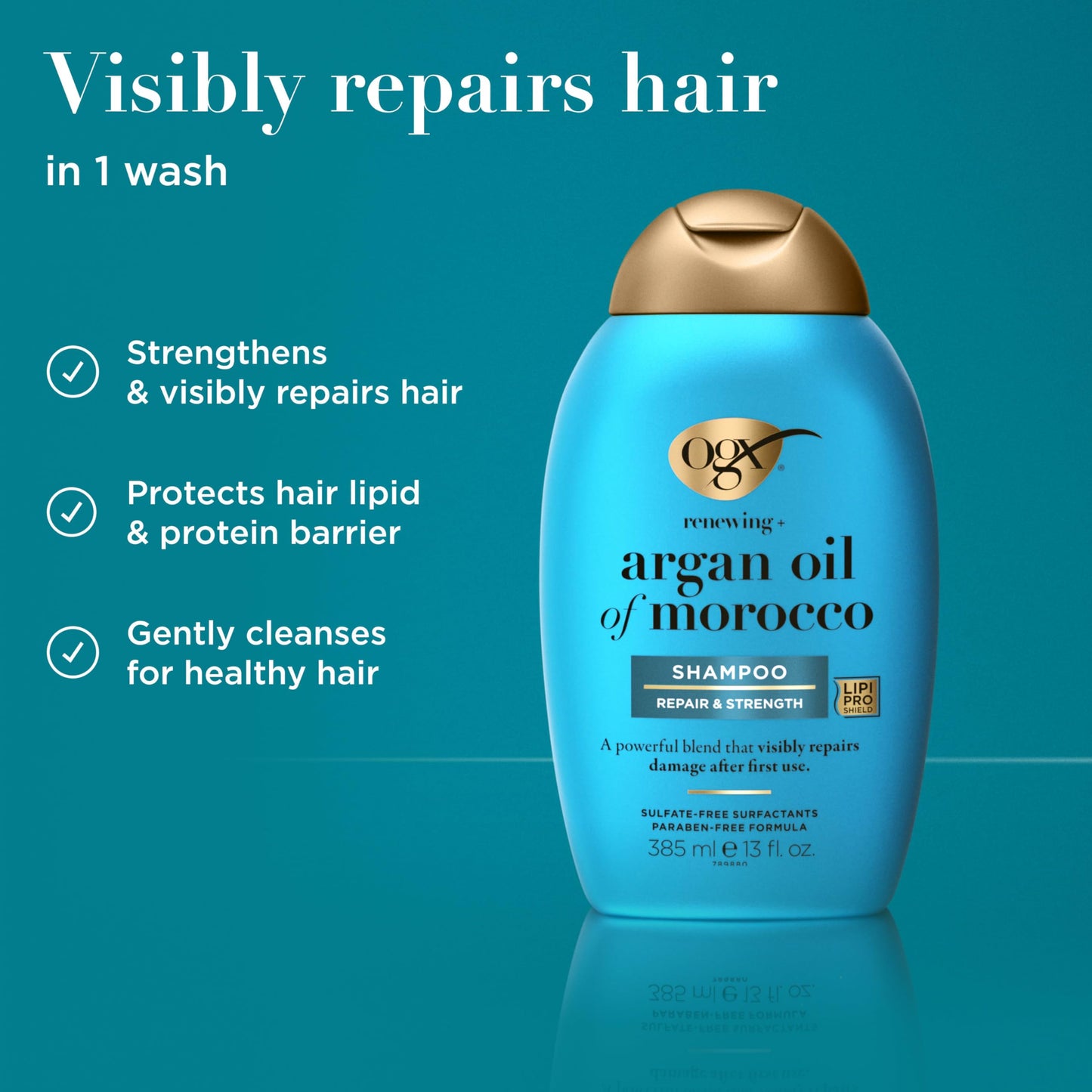 OGX Renewing + Argan Oil of Morocco Shampoo, Damage Repairing Shampoo & Argan Oil to Help Strengthen & Repair Dry, Damaged Hair, Paraben-Free Beauty & Personal Care OGX