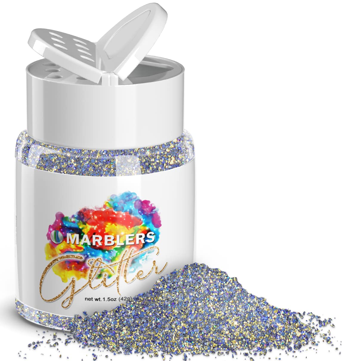 MARBLERS Holographic Glitter [Gold Splash Blue] 1.5oz (42g) | Fine | Non-Toxic, Vegan, Cruelty-Free | Face, Body, Eyeshadow, Hair, Festival, Party Beauty & Personal Care MARBLERS