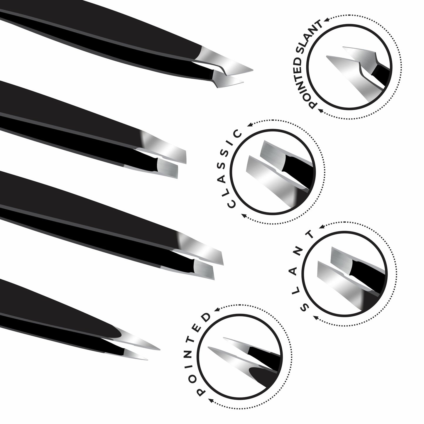 Professional Eyebrow Tweezers Set of 4 - Stainless Steel Precision Tweezers Kit for Facial Hair Removal, Ingrown Hair, Splinter & Eyebrow Shaping Beauty and Personal Care GMI TWEEZERS