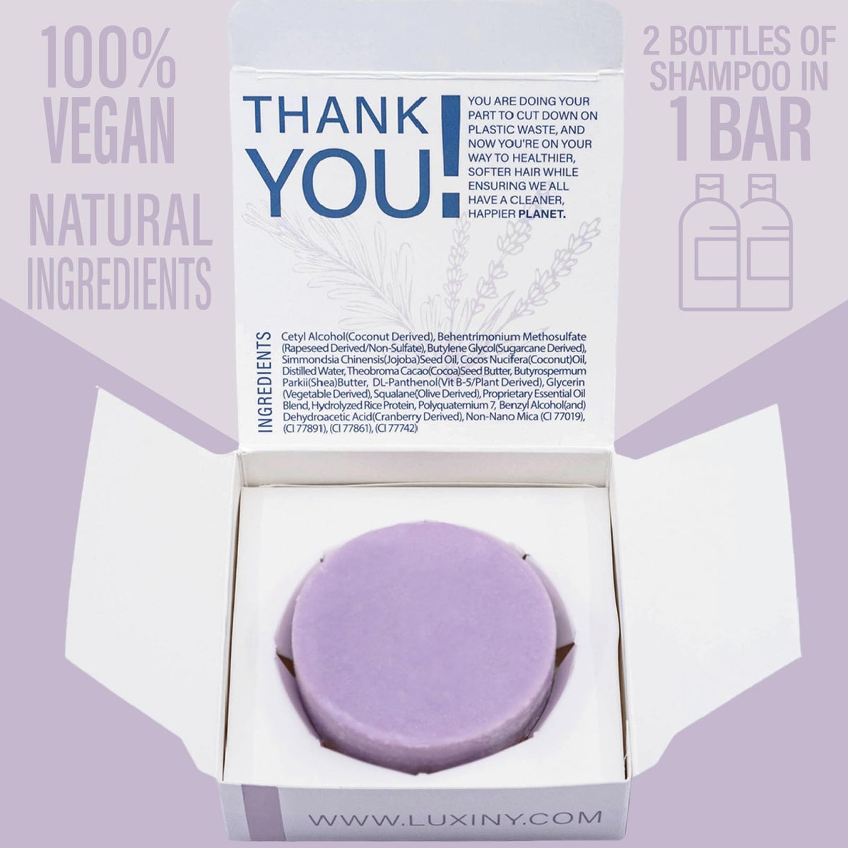Luxiny Natural Conditioner Bars for Hair, Made in USA, a Sulfate Free Conditioner Bar for up to 70 Uses at Home or as a Travel Conditioner - Normal to