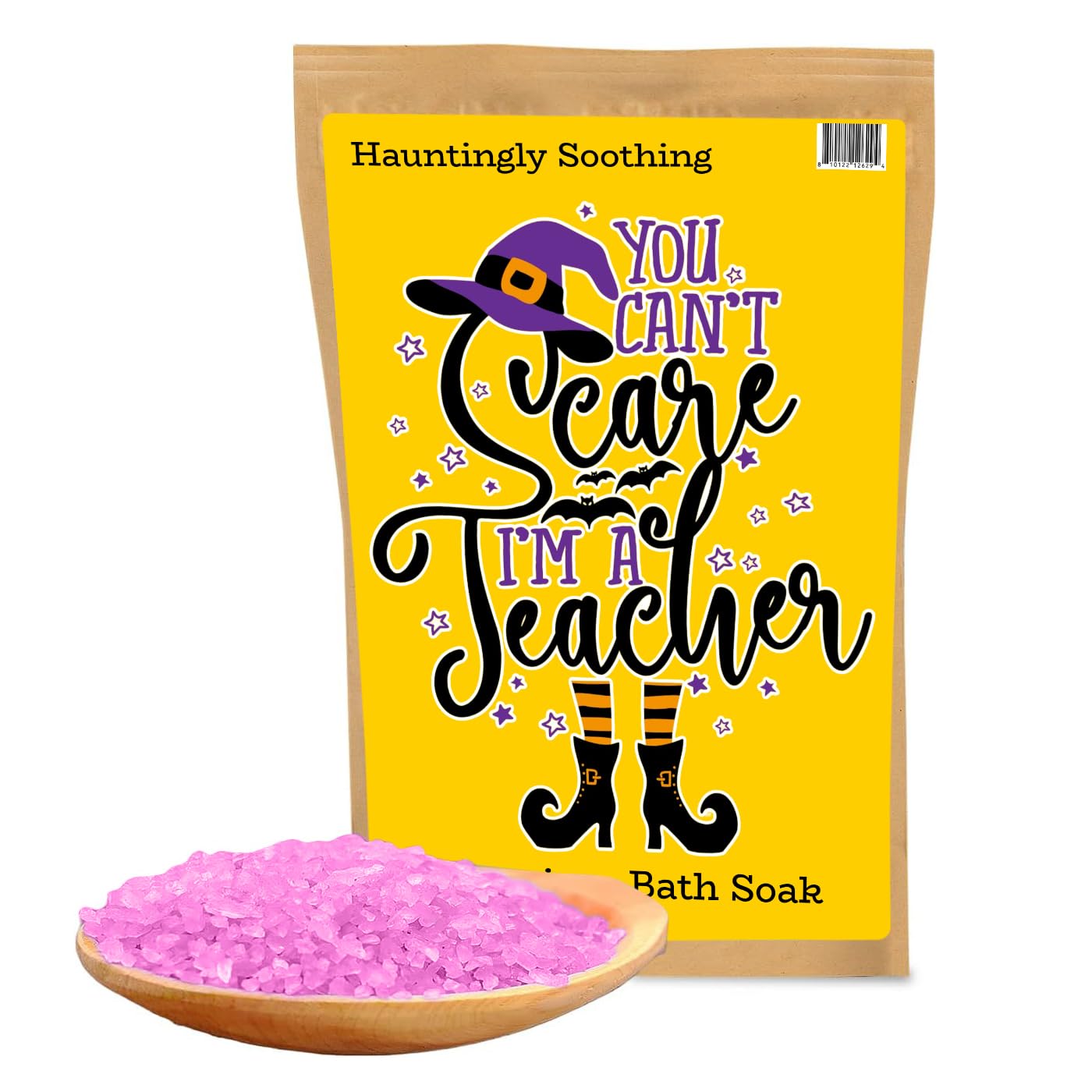 Can’t Scare Me Teacher Bath Soak Pink Rose Sea Salt Spa Funny Halloween Witch Gag Gift for Women Relaxing Luxury Bath Salt for Teachers Beauty and Personal Care Gears Out