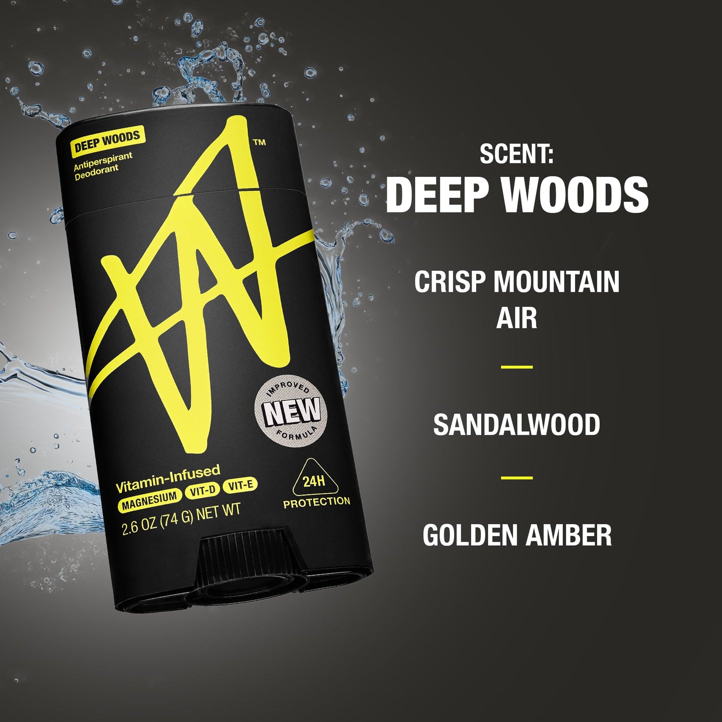 W By Jake Paul Men's Antiperspirant, 24 Hour Sweat Protection & Odor Blocking, Vitamin-Infused New Formula, Deodorant for Men, Deep Woods Scent, 2.6 Beauty and Personal Care W
