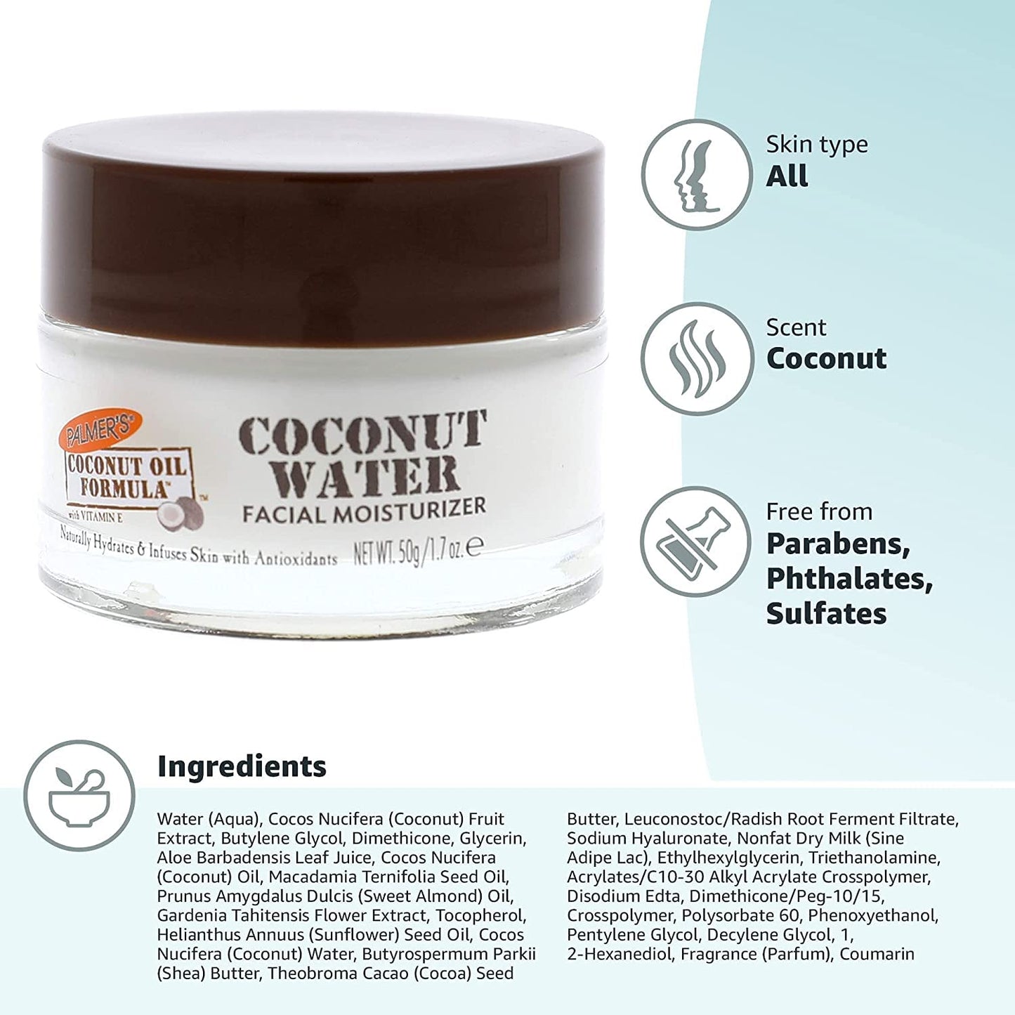 Palmers Coconut Hydrate Facial Moisturizer 1.7 Ounce Jar (Pack of 3) Beauty & Personal Care E.T.Browne-Palmer's