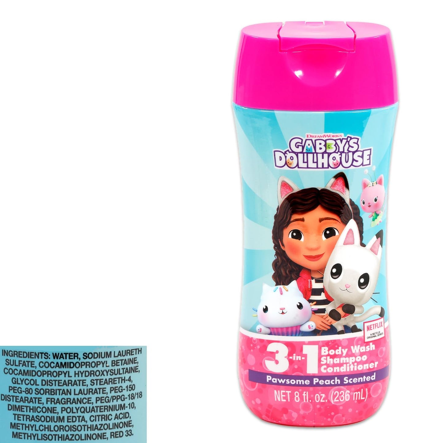 Gabby's Dollhouse Kids Shampoo, Conditioner, Body Wash 8 Oz Bottle - Bundle with 3-in-1 Berry Scented Body Wash, Shampoo & Conditioner Plus Stickers Beauty & Personal Care DreamWorks Animation SKG