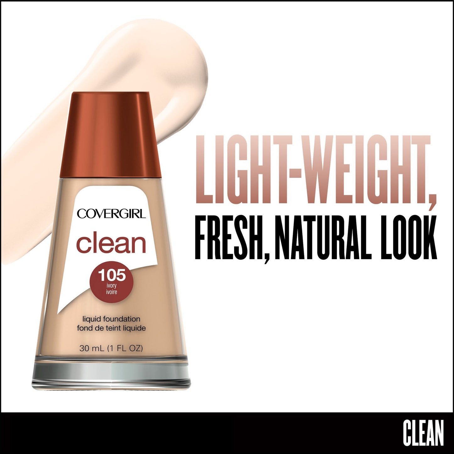 COVERGIRL Clean Makeup Foundation Ivory 105, 1 oz (Pack of 2) Beauty & Personal Care COVERGIRL
