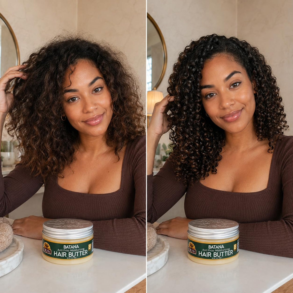 OKAY Batana Hair Butter 7 oz - Deep Moisturizing Hair Cream with Batana Oil, Shea Butter & Coconut Oil, Frizz Control & Curl Defining Treatment for