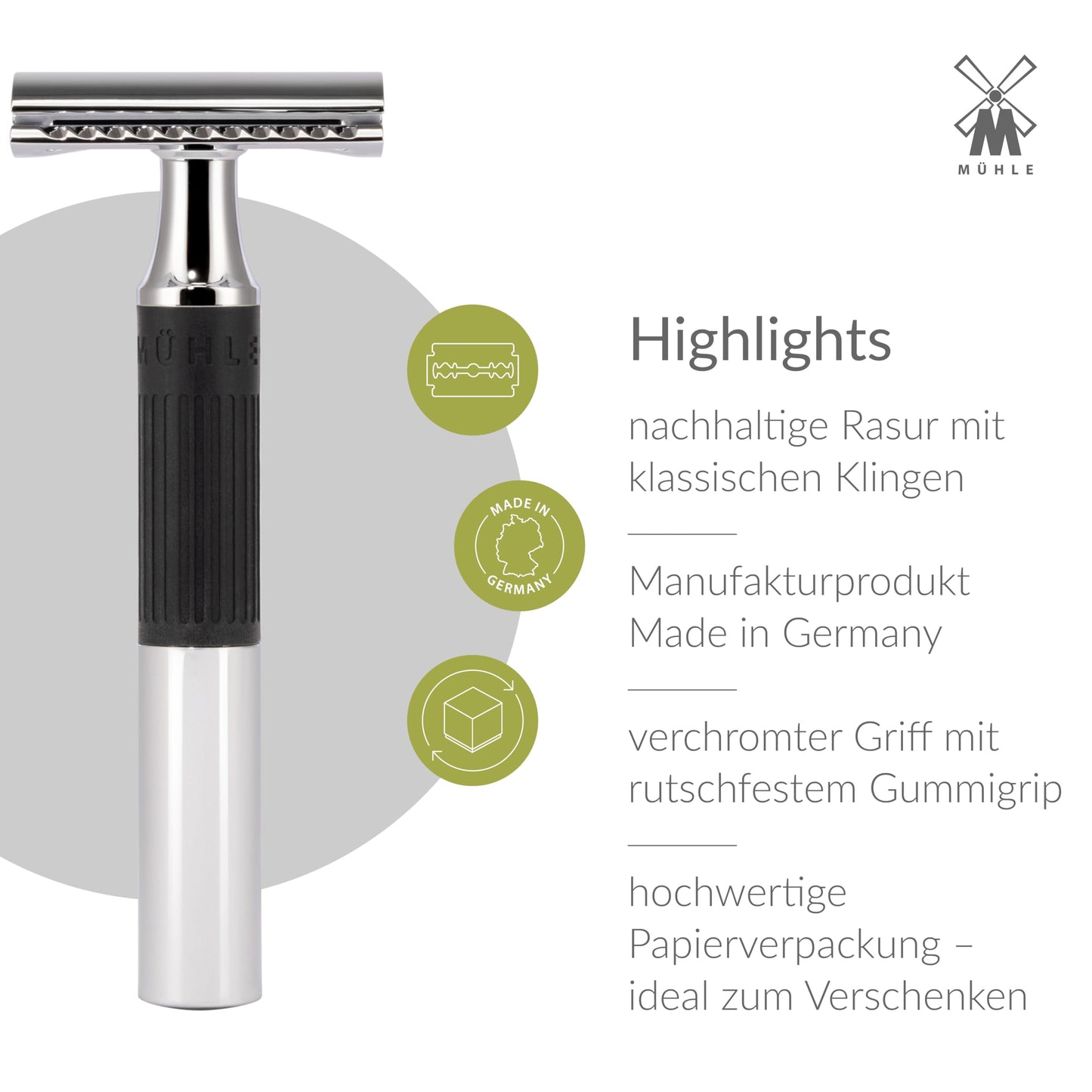 MÜHLE NEO safety razor - double edge safety razor for beginners and experienced shavers - sustainable eco-friendly and reusable - for men and women Beauty and Personal Care MÜHLE