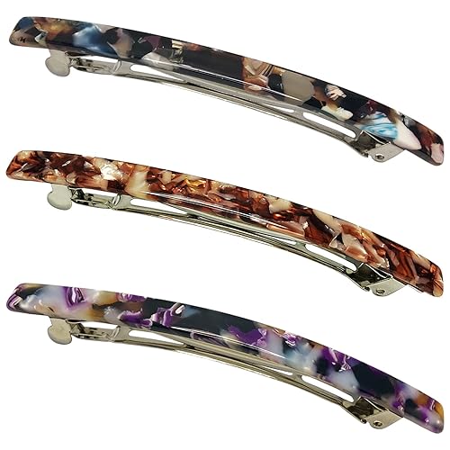 HYFEEL Long French Hair Barrettes 4 Inch Large Hair Clips for Women Thick Hair Automatic Clasp Clamp Pins Resin Nonslip Grip Ponytail Holders, Stylish Beauty & Personal Care HYFEEL