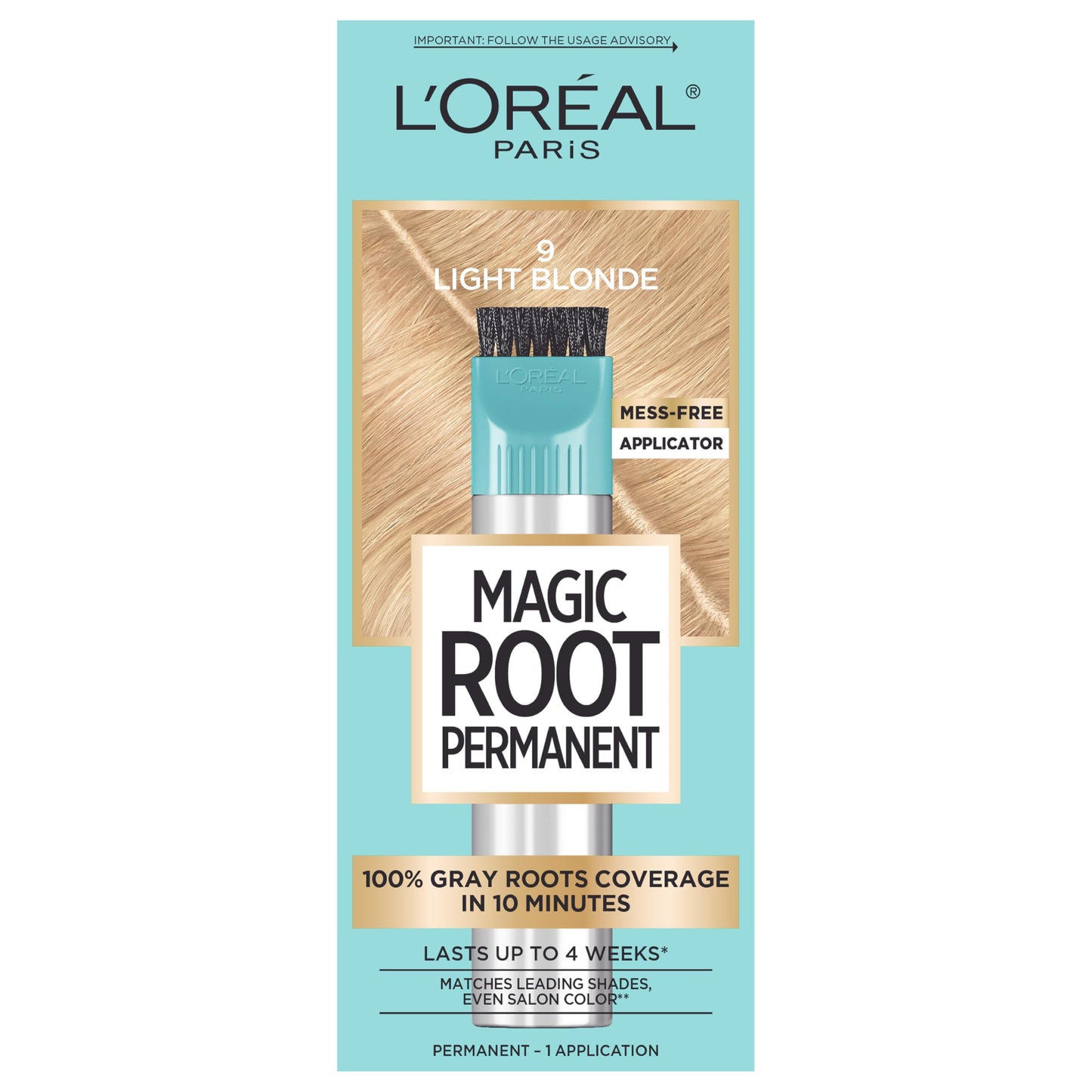 L'Oreal Paris Magic Root Rescue 10 Minute Root Hair Coloring Kit, Permanent Hair Color with Quick Precision Applicator, 100 percent Gray Coverage, 9 Beauty & Personal Care L'Oreal Paris