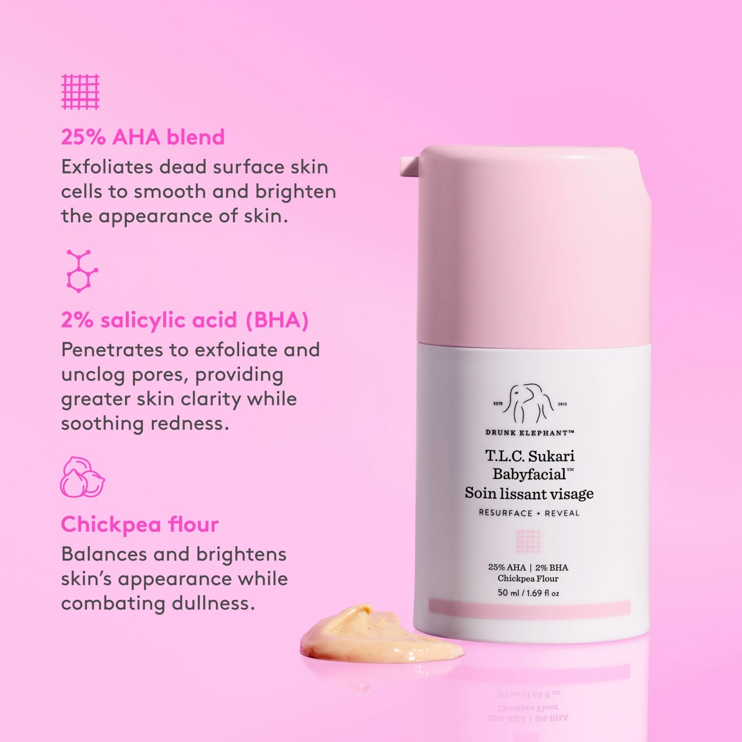 Drunk Elephant T.L.C. Sukari Babyfacial - 50 ml/1.69 fl oz - Exfoliating Face Mask - Clean Clinical Skincare - Cruelty-Free - Dermatologist-Tested Beauty & Personal Care Drunk Elephant