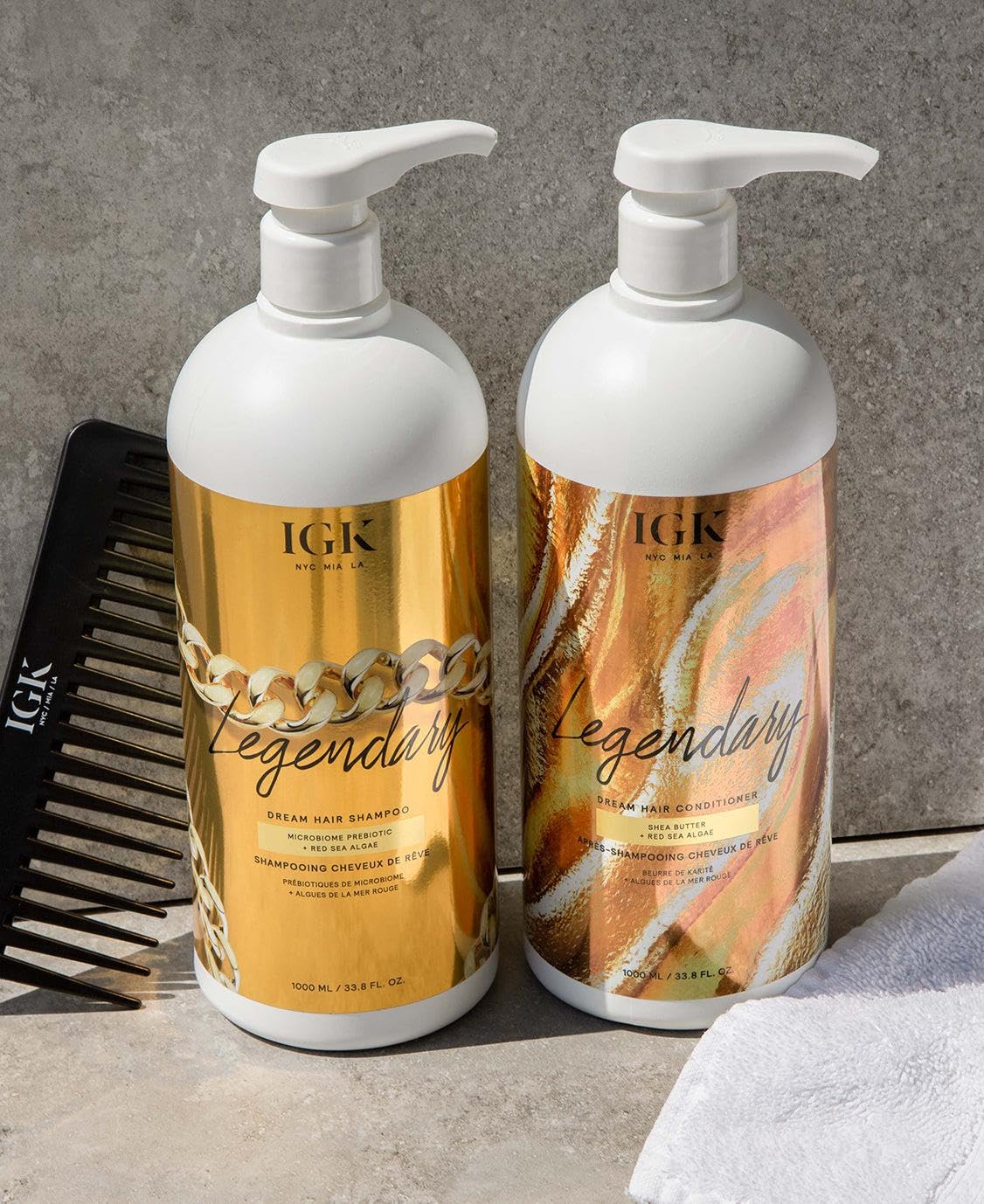 IGK LEGENDARY Dream Hair Shampoo & Conditioner Set | Hydration + Softness + Shine | Vegan + Cruelty-Free | 33.8 oz (Pack of 2) Beauty & Personal Care IGK