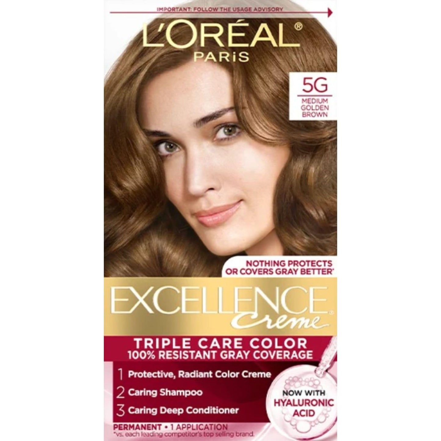 L'Oreal Paris Excellence Creme Haircolor, Medium Golden Brown [5G] 1 ea (Pack of 2) Beauty & Personal Care L'Oreal Paris