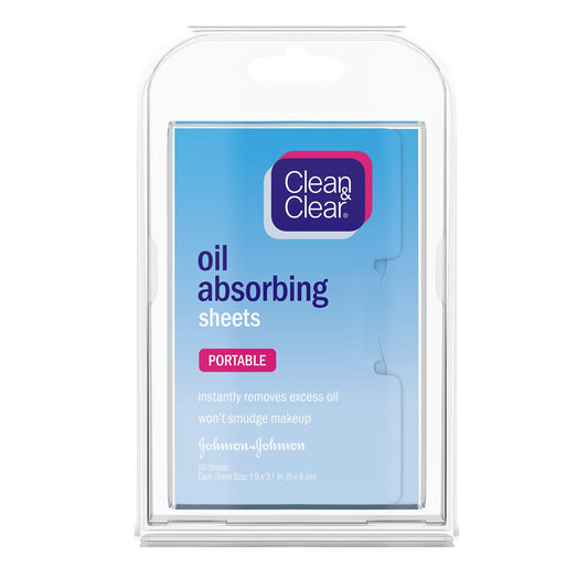 Clean & Clear Oil Absorbing Facial Sheets, Portable Blotting Papers for Face & Nose, Blotting Sheets for Oily Skin to Instantly Remove Excess Oil