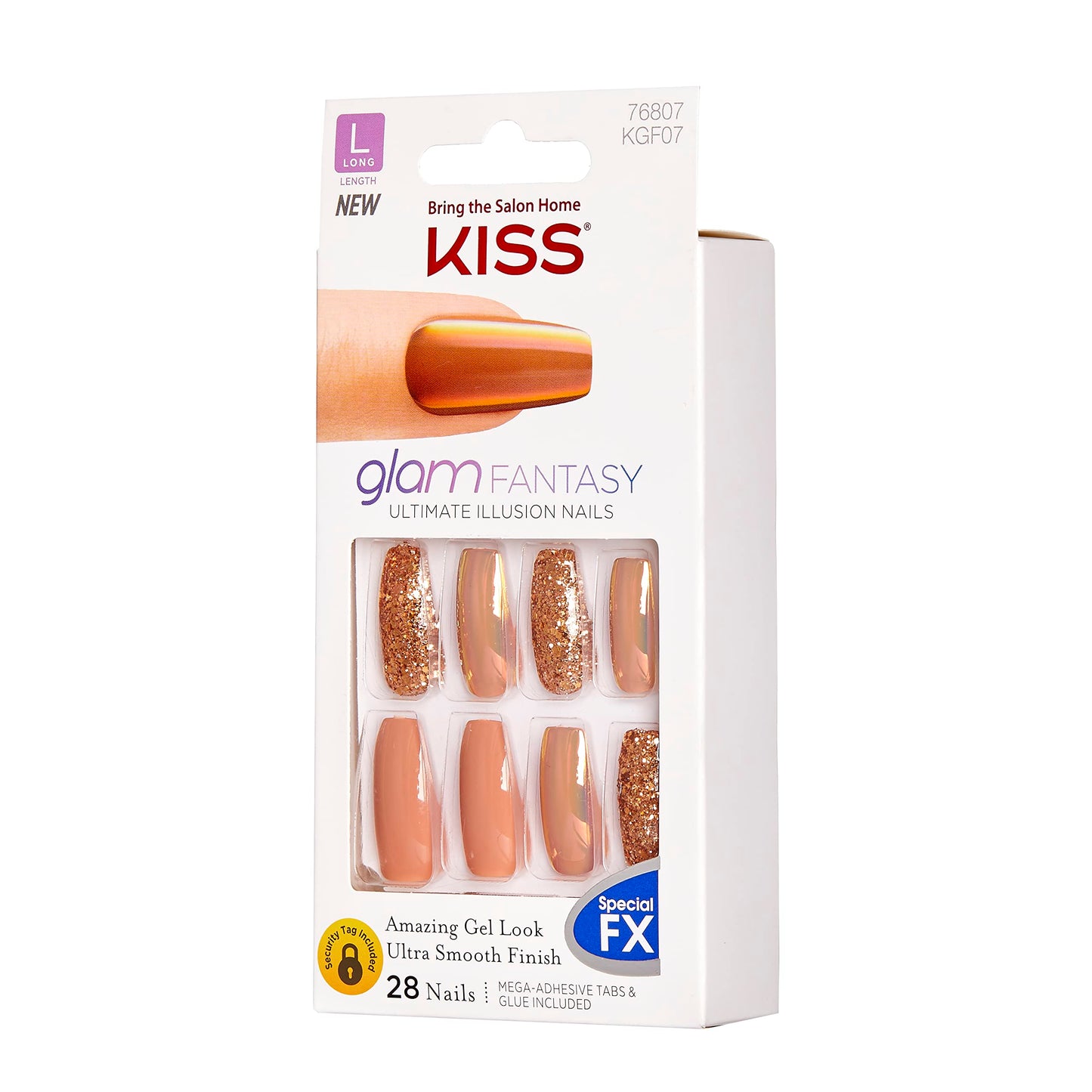 KISS Glam Fantasy Ultimate Illusion Nails, Special FX Fake Gel Nails Kit, “Don't Lose My Number” with Pink Mini Nail File, and 28 Glue On Nails Beauty & Personal Care KISS