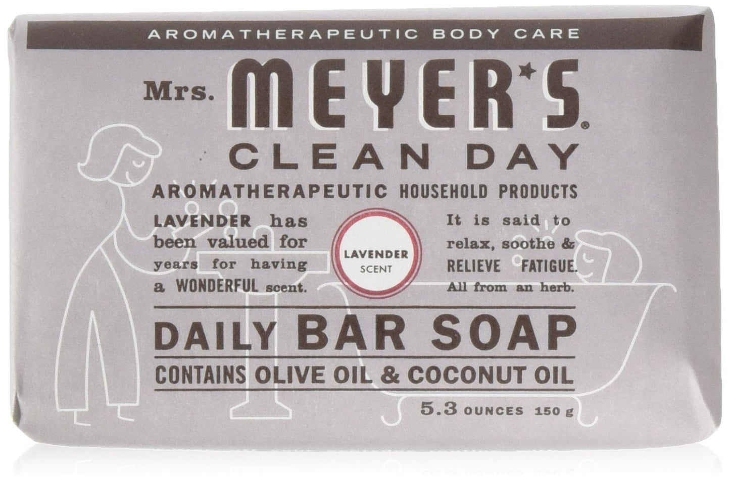 Mrs Meyers Bar Soap Hard 5.3oz Lavender Scent, 12 Count Beauty & Personal Care Mrs. MEYER'S