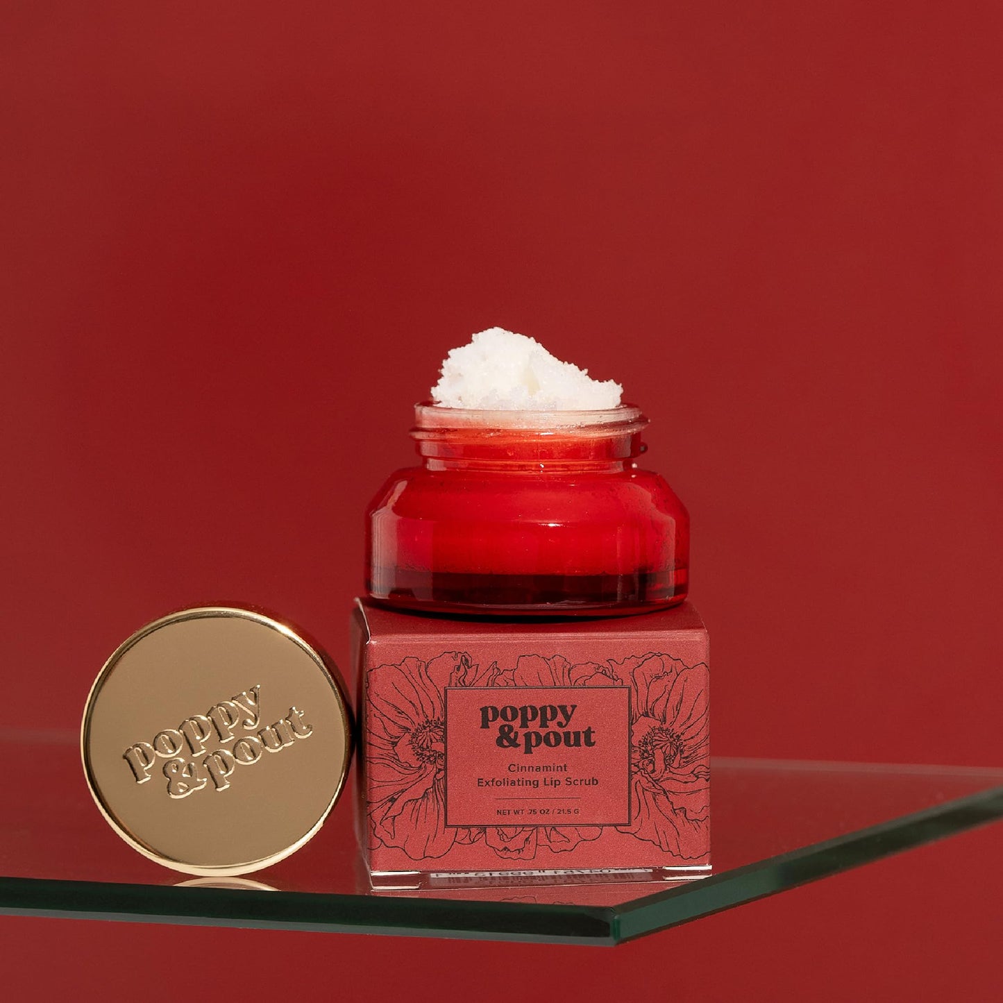 Poppy & Pout Lip Care Set | Lip Balm & Scrub | Sustainable Cardboard Tubes & Glass Jars, All Natural, Beeswax, Coconut Oil, Cruelty Free, Exfoliating Beauty & Personal Care Poppy & Pout