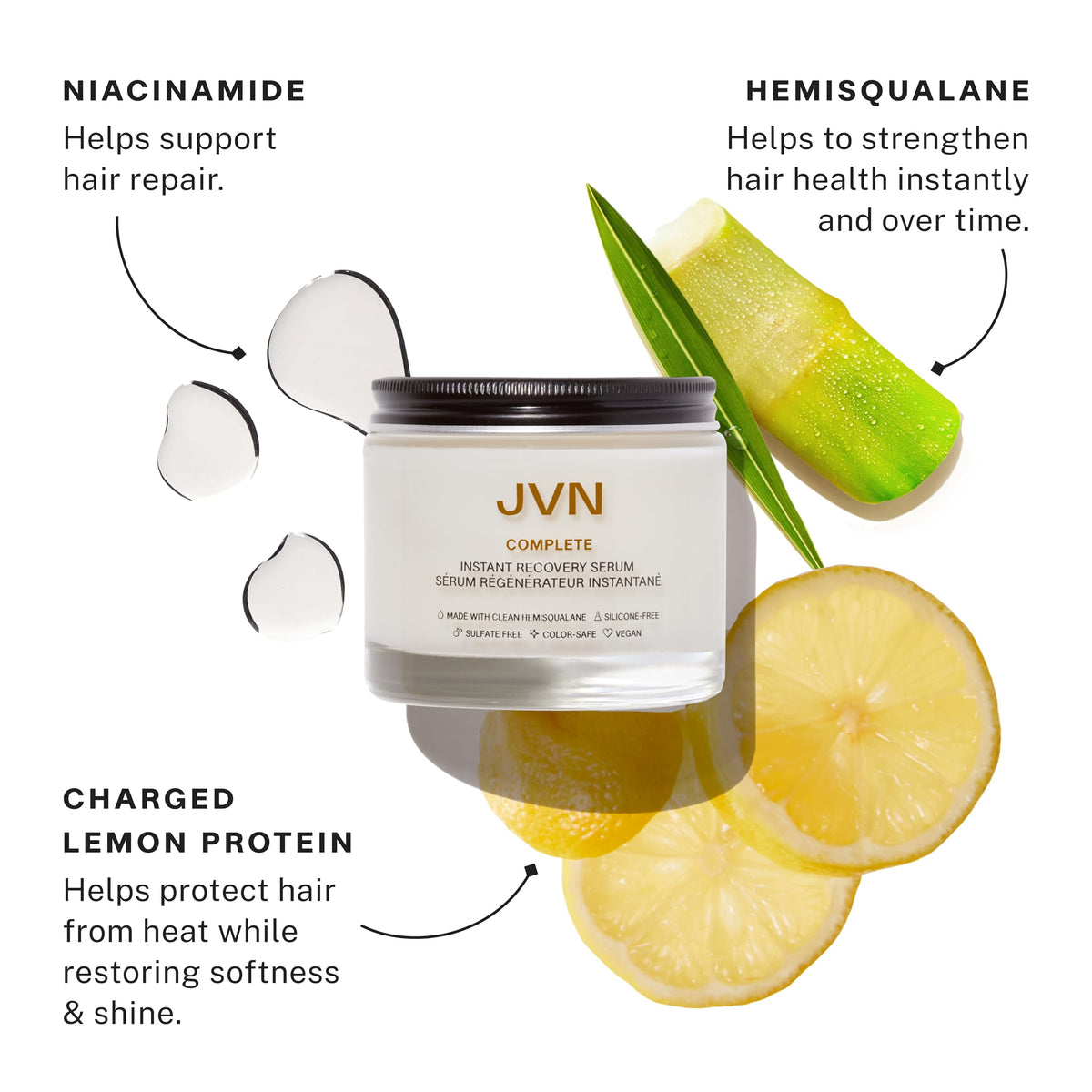 JVN Complete Instant Recovery Hair Serum, 3.4 Fl Oz