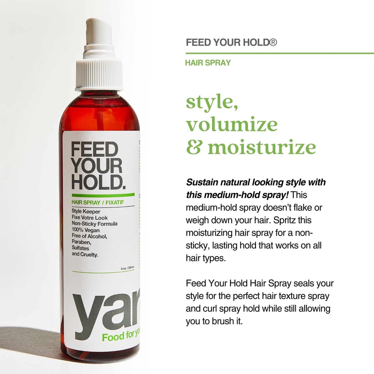 Yarok Feed Your Hold - Volumizing Hair Spray for Fine Hair. Flexible Hold Organic Hairspray for Women. Natural, Alcohol-Free & Vegan - Nutrients Beauty & Personal Care YAROK FOOD FOR YOUR HEAD. GOOD FOR THE EARTH.