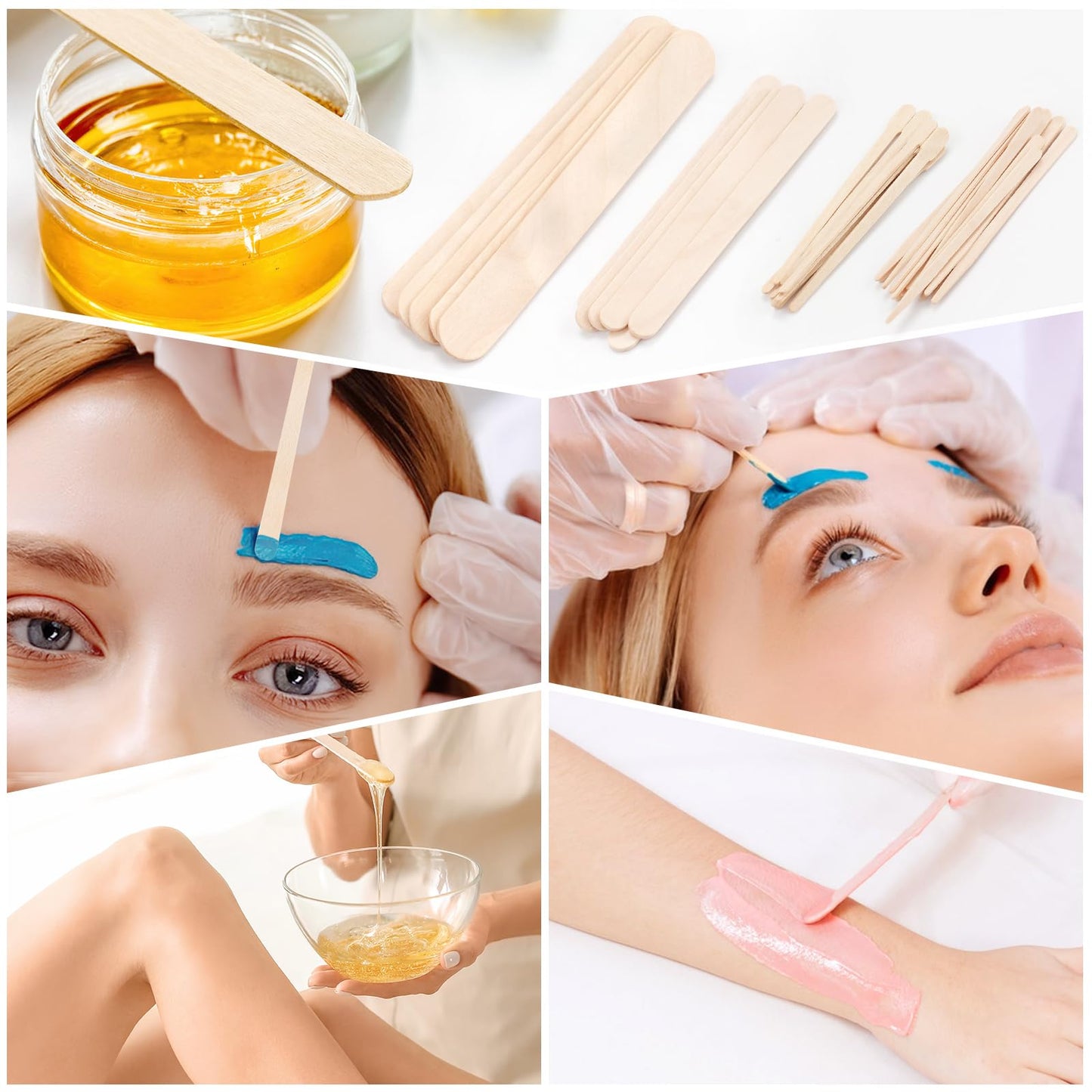 EWVVSS 4 Styles 500 Pcs Waxing Sticks Assorted Wax Applicator Sticks For Body Legs Face With Small Medium Large Sizes Wood Popsicle Sticks For Waxing Beauty and Personal Care EWVVSS